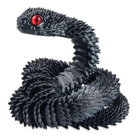 APRRMLIZW 3D Printed Snake Toy 60 cm Flexible Snake Fidget Toys Movable 3D Printed Snake Dragon Animals Flexible Snake for Adults Children Gift Black