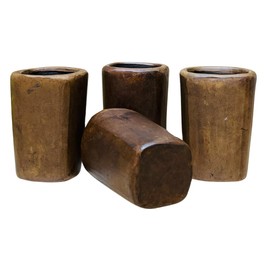 Set of 4 Liso Cuadrado Tequilero - Barro Café Oaxaca - Clay Shot Glasses - Guelaguetza Designs