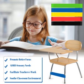 Chair Bands for Kids with Fidgety Feet,15 Pack Stretch Foot Bands,Natural Latex Stretch Chair Fidget Bands Student with Fidget Feet for Kids with ADHD ADD SPD (Blue)