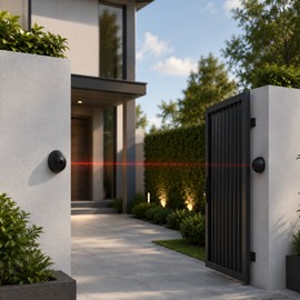 Single-Beam Infrared Sensor for Gates & Doors – Anti-Glare Outdoor Alarm Barrier for Perimeter Security