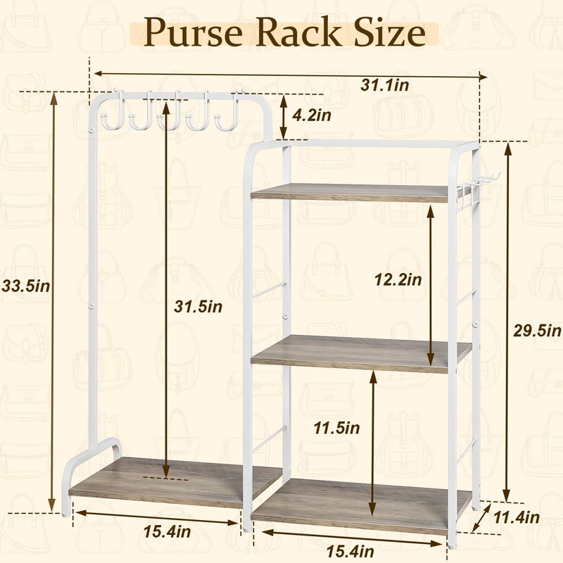 Purse Organizer for Closet, Large Capacity Purse Rack with 2