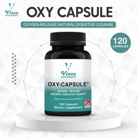 Vinco Supplements Oxy-Capsule Magnesium Compound - Vegan Oxygen Powder Natural Colon Cleanser - Gas Relief, Bloating Relief, Constipation Relief - Intestinal Cleanser for Adults - 120 Count