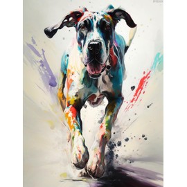 IPISSOI Adult Diamond Painting Kits Running Dog Round Full Diamond Dots Great Dane Beginner Painting, Cute Animals Gemstone Art Painting Kits DIY Adult Crafts 12x16inch/30x40cm