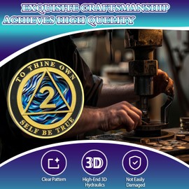 Blue Water Ripple 2 Year Sobriety Coin Two Year Sobriety Coins AA Chips and Medallion Serenity Prayer Coin Recovery Anniversary Token Sobriety Gifts for Men Women Alcoholics Anonymous Gift