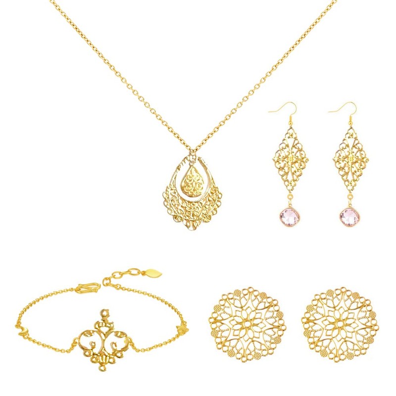 Samcos Watermark Parts, Set of 100, Gold, Flowers, Moon, Drops,