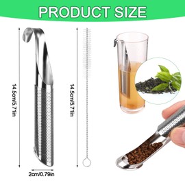 Tea Infuser Pipe, Stainless Steel Tea Strainer with Cleaning Brush Mental Tea Interval Diffuser Stick Reusable Tea Filter Pipe with Hook Tea Steeper Accessories for Loose Tea Leaf Coffee Seasonings