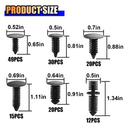 146PCS Auto Body Shield Retainer Fastener Clip Assortment Kit, 6 Popular Sizes Nylon Fenders Bumper Clips with Fastener Remover, Blind Rivets Double End Xmas Tree Retainer Rocker Moulding Clips