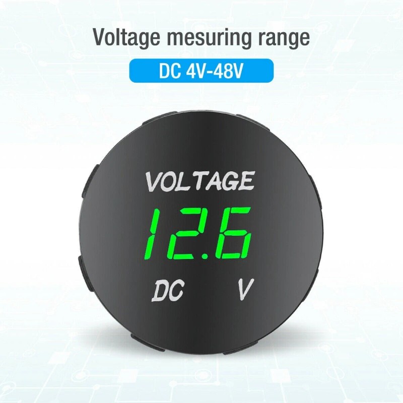 eleflorida Dual Voltmeter 12V Marine Boat Car RV 2 Hole