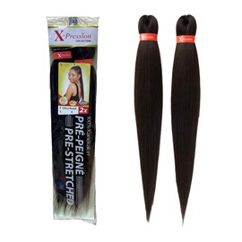 Xpression Pre-Stretched Braiding Hair - 100% Kanekalon, Itch-Free, Lightweight, Hot Water Set, 46" - 160g. (XP_PS_4)