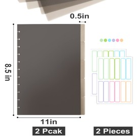 10 Dividers for 11 Discs Discbound Notebooks 8 1/2" x 11" Letter Size Poly Tab Dividers for Discbound Planning Writing Customizable Muliti-Subject Notebook Journal, Grey(10 Dividers, 24 Tabs)