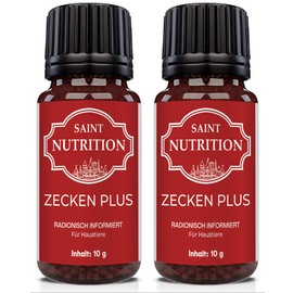Saint Nutrition® Zecken Plus Globuli für Hunde & Katzen - zum entfernen das Mittel gegen Befall, 10g (2 Stück)