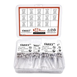 14Values 140Pcs Slow Blow Fuse 250V 3.6x10mm T0.5A T1A T1.5A T2A T2.5A T3A T3.15A T4A T5A T6.3A T8A T10A T15A T20A T Glass Fuse Axial Lead Time Delay