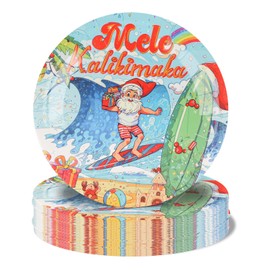 Christmas July Party 7 inches Paper Plates,50 Pcs Summer Christmas Holiday in July Party Games Decorations