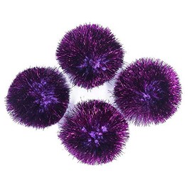 YYCRAFT 15pcs Jumbo Glitter Tinsel Pom Poms Sparkle Balls for DIY Craft,Cat Toys(2 Inch,Purple)