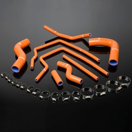 G-PLUS Silicone Radiator Coolant Tube Kit Clamps Compatible With 1996-2000 Subaru Impreza GC8 GF8 STI EJ20 WRX,Dark Orange