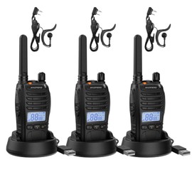 BAOFENG Walkie Talkies for Adults, Long Range Rechargeable Walky Talky BF-88ST Pro NOAA VOX Dual Watch, with Desktop Charger and Earpieces (3 Pack)