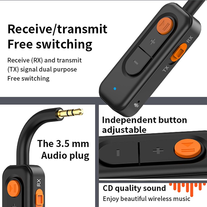 Bluetooth 5.4 Audio Transmitter Receiver with Low Latency,3.5MM AUX Bluetooth