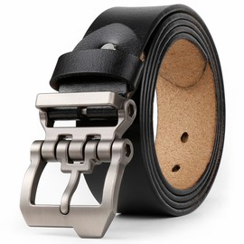 JingHao Belts for Men Big and Tall,Mens Belt Leather for Casual Jeans Dress Work All Size 28"-64" Black Brown Width 1.45", Black, 37"-39"/ Belt Length 120cm