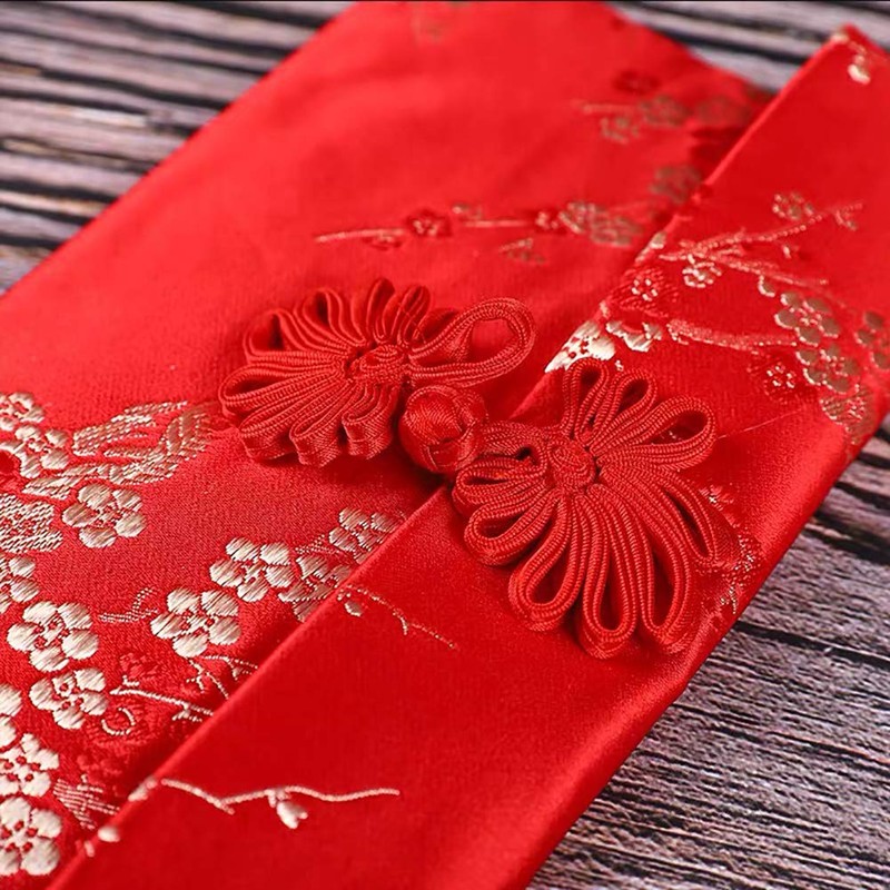 4 Pcs Silk Red Envelopes Lucky Money Pockets Hongbao Chinese
