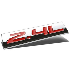 Auto Dynasty Chrome Finish Metal Emblem 2.4L Badge, (Red Letter)