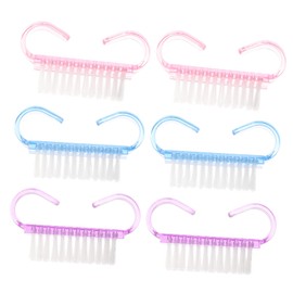 Beavorty 6pcs Nail Scrub Brush Comfortable Handle Cleaning Brushes for Nails Hands Pink for