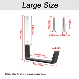 2 Pack Utility Hooks, Wall Mounting Garage Storage Hooks Heavy Duty Garden Tool Hanger with Padded for Ladders Bicycles Hoses - 19 x 19.5cm