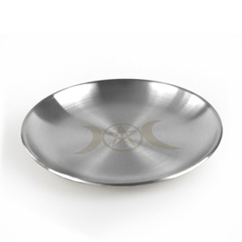 5.5inch Altar Ritual Plate Dish Stainless Steel Flat Bowl Round Metal Jewelry Tray Prayer Astrology Tarot Offering Plate Holder for Smudging Decoration Trays Silver (Traditional March Ph Silver)