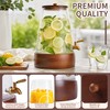 Glass Drink Dispenser with Spigot, 1.72 Gallon, Acacia Wood Stand