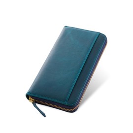 [TASUKI] Italian Leather Genuine Leather Wallet, Round Zipper, First-class Wallet, Made by Artisans, BLUE