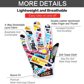 New Kids Cycling Gloves Full Finger Gel Padded Anti Slip Printed Pattern Light Orange, Bike Gloves Girls Boys Junior Grip Breathable for MTB BMX Dirtbike Ridding (Light Orange, XL)…