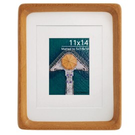 Handcrafted Natural Wood Picture Frame with Mat for Wall and Tabletop display (Teak, 11x14 matted to 5x7/8x10)