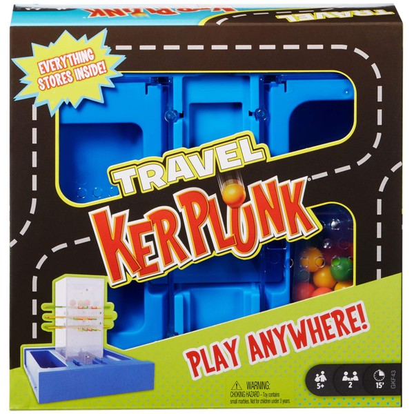 Mattel Games Travel Kerplunk, Portable Kids Game with Built-in Storage for 5 Year Olds and Up