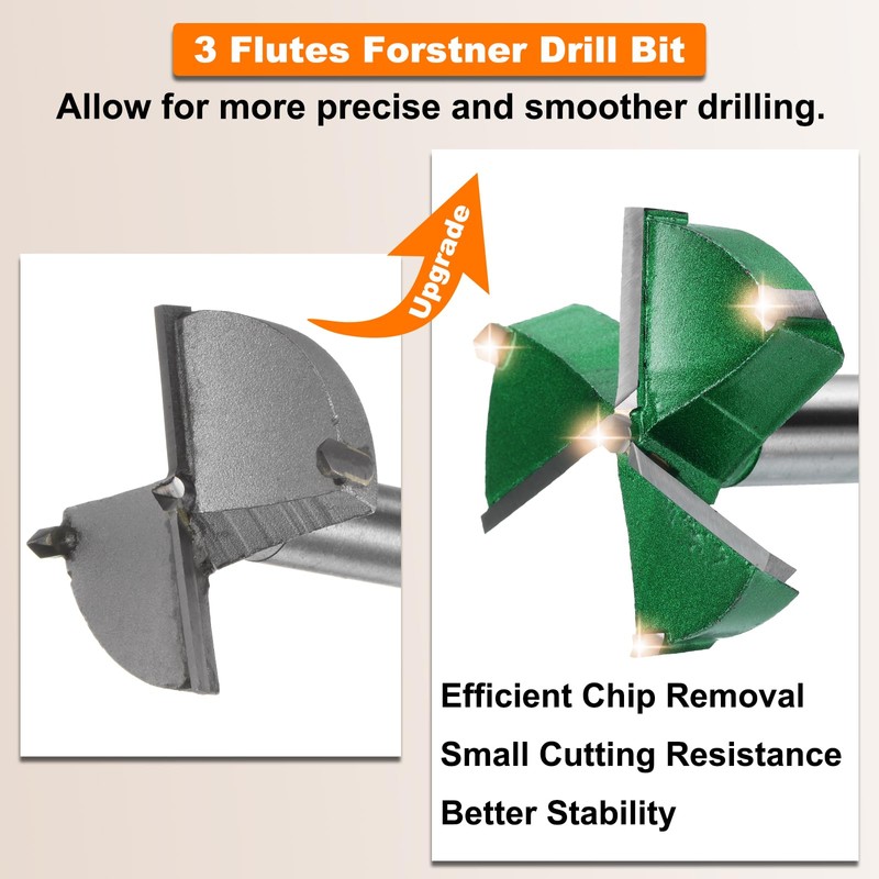 sourcing map Forstner Drill Bit 1-3/4" (45mm) Carbide Upgraded 3