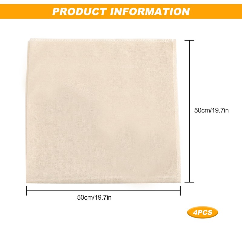 Passiertuch Wiederverwendbar 50x50cm Käsetuch Cheesecloth Waschbares Leinentuch Abseihtuch Seihtuch zum