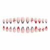 MERVF Almond Press on Nails Medium Fake Nails Red White
