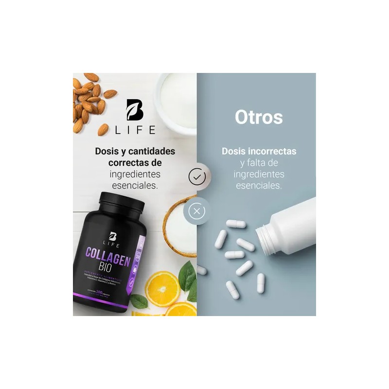 Biotina, Colágeno Y Vitamina E 200 Cápsulas Collagen Bio B