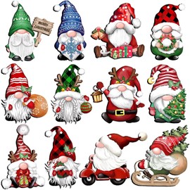 Christmas Wooden Ornaments, 24 Pieces Christmas Gnome Wooden Hanging Ornaments, Wooden Christmas Pendant, Christmas Tree Pendant, for Christmas Party Decoration