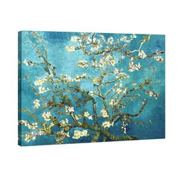 Wieco Art Flowers Paintings Canvas Wall Art for Living Room Bedroom Home Office Decorations Large Almond Blossom by Vincent Van Gogh Classic impressionist Floral Canvas Pictures Print Artwork