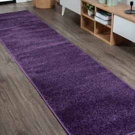 JONATHAN Y SEU100N-214 Haze Solid Low-Pile Indoor Runner Rug, Coastal, Bohemian, Minimalist, Classic, Casual for Bedroom,Kitchen,Living Room,Non Shedding,Easy-Washing, Purple, 2 X 14