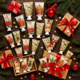 Dimsile 48 Pcs Christmas Body Lotion Bulk Gift Set, Body Moisturizers Travel Size, Mini Lotion Bulk, Retro Holiday Gifts for Women Coworker, Care Cream for Christmas Stocking Stuffers Valentines