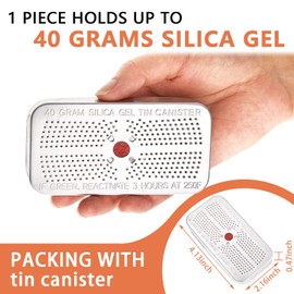 40 Gram Silica Gel Dehumidifier Desiccant Silica Gel Canister Reusable Absorber Orange Desiccant Canisters, Orange Green Bead Tin for Car, Closet, Cabinet, Bag, Storage Box (5 Pieces)