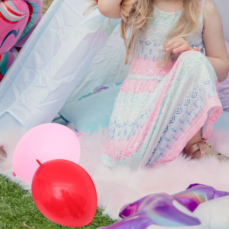 jojofuny 100pcs Multicolored Latex Link Balloons Rainbow Tail Balloons for