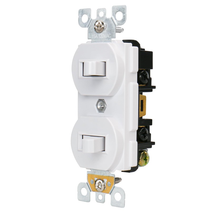 Baomain 2-Pack Double Toggle Light Switch with Wall Plate,15 Amp