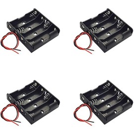 DIYables 4 AA Battery Holder, Battery Storage Case with Wire Lead, 4 x 1.5V (6V), 4 Pieces