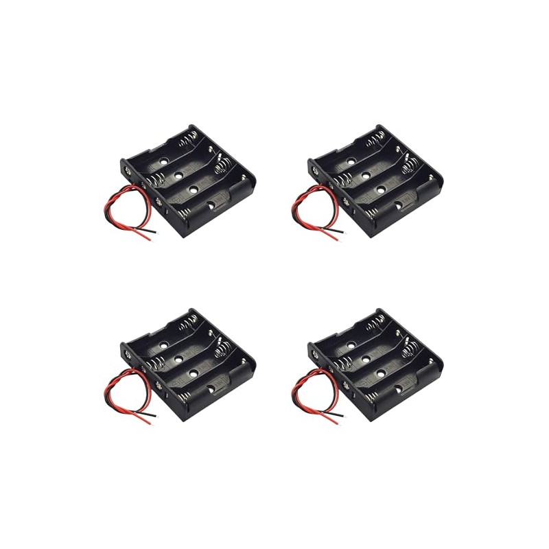 DIYables 4 AA Battery Holder, Battery Storage Case with Wire