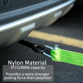 FMS Correa de Remolque de Nailon Resistente con 2 Ganchos de Seguridad y Funda de Transporte, 5,08 x 31,75 cm, Capacidad de 34,9 kg (Verde)