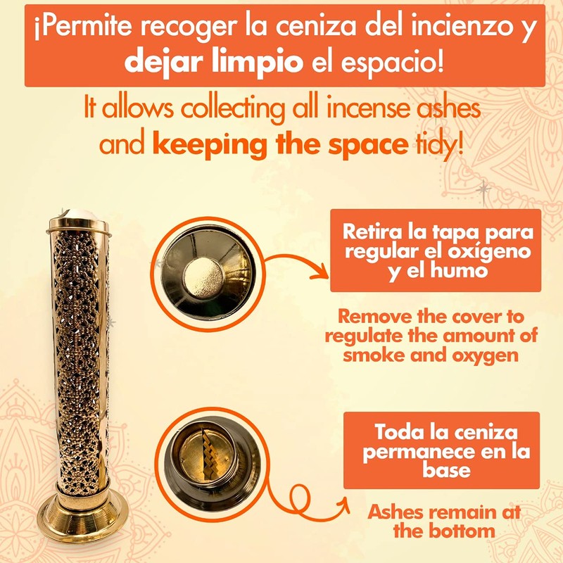 Gold Plated Brass Incense Burner - 27 cm high, base