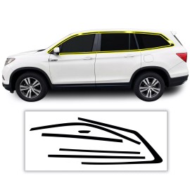 ClearSurface Fits Honda Pilot 2016 - 2022 Window Chrome Delete Decal Film Gloss Black - Gloss Black