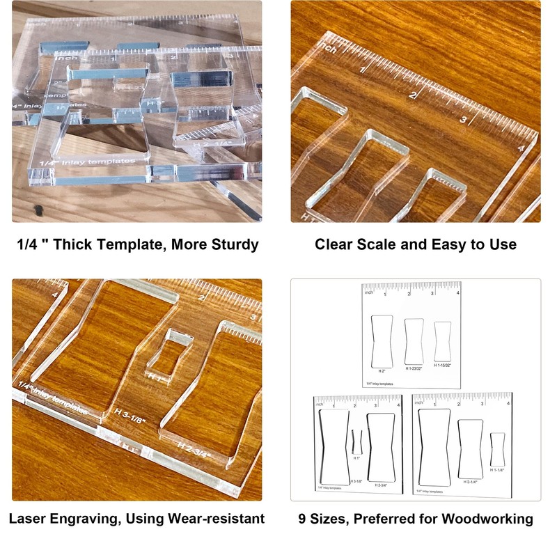 inBovoga 3 Pcs Router Templates for Woodworking, 4 * 3.92