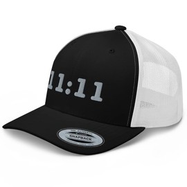 RIVEMUG 11:11 Trucker Hat Mid Crown Curved Bill Trendy Eleven Eleven Hat Spiritual Sincronicity Awaken Number Black/White